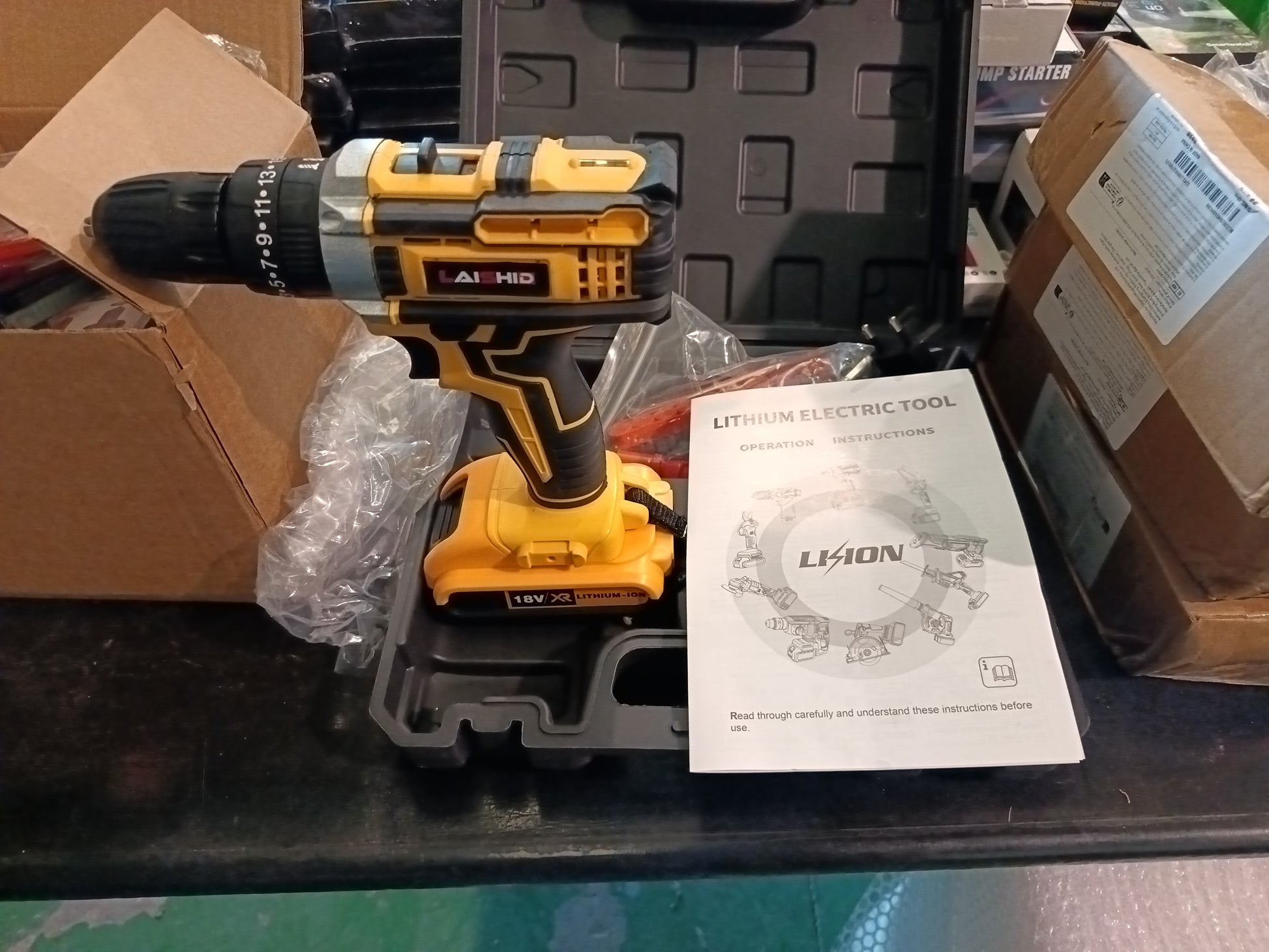 Juego de taladros sin cable 23 piezas de brocas 3 taladros con embrague con luces de trabajo